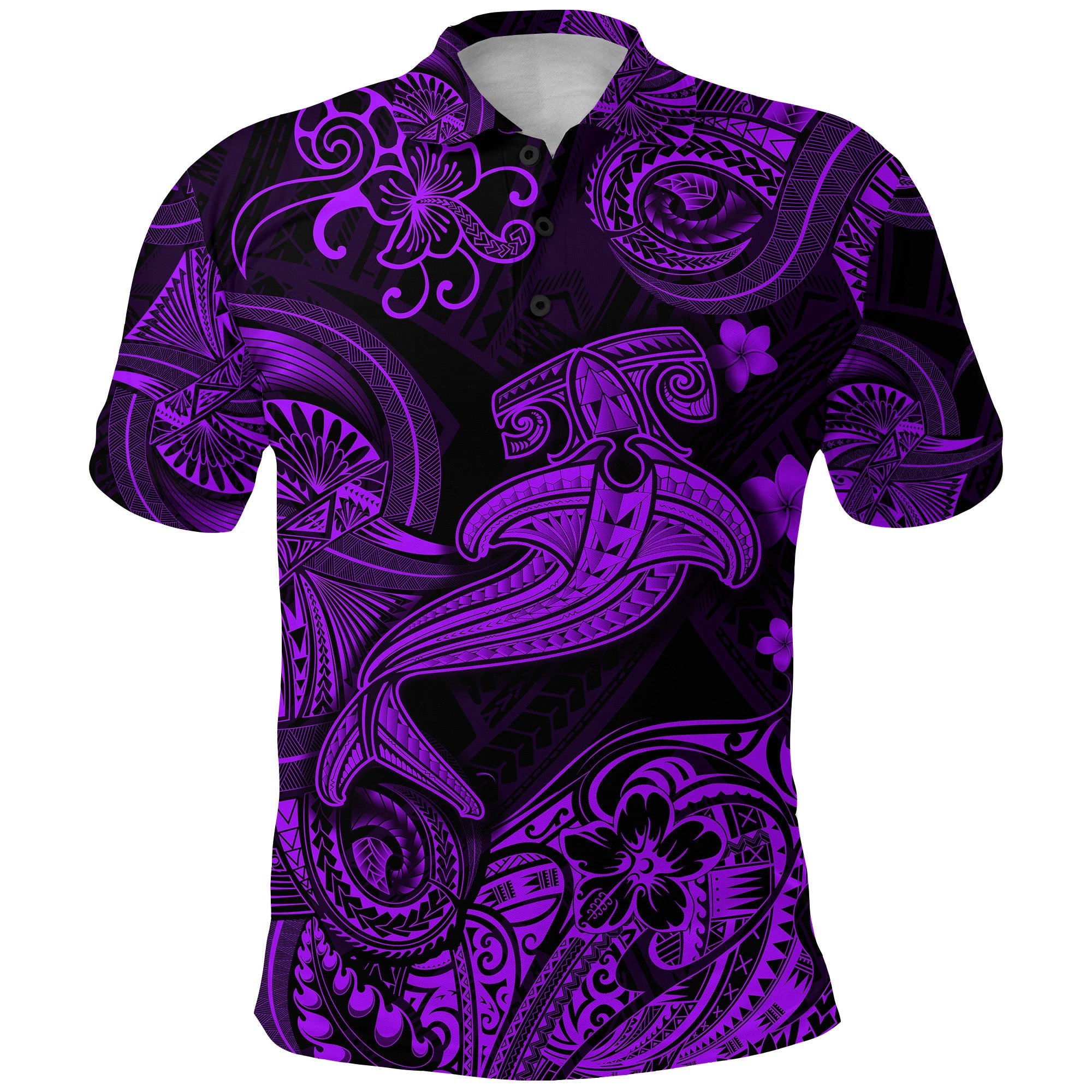 (Custom Personalised) Hawaii Hammer Shark Polynesian Polo Shirt Unique Style – Purple Lt8