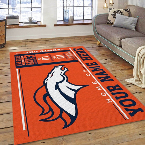 Customizable Denver Broncos Wincraft Personalized Art Rug Living Room Rug Floor Decor