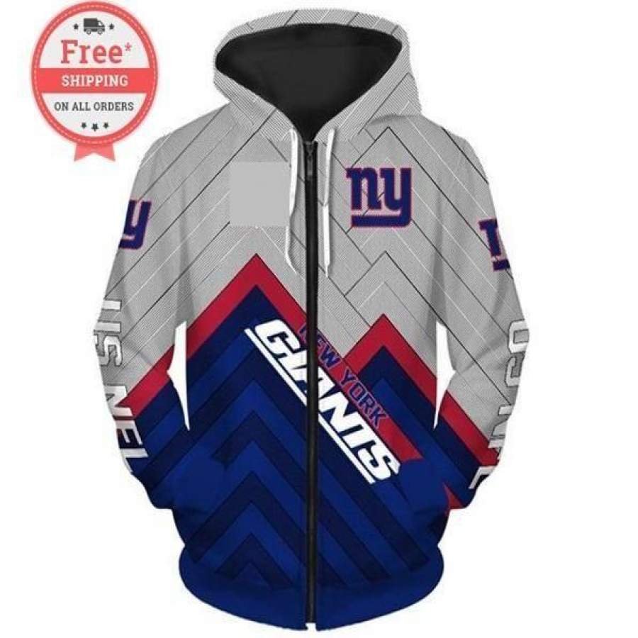 New York Giants Sweatshirts Print Unisex Zip Up Hoodie 3D Style1167 All Over Printed