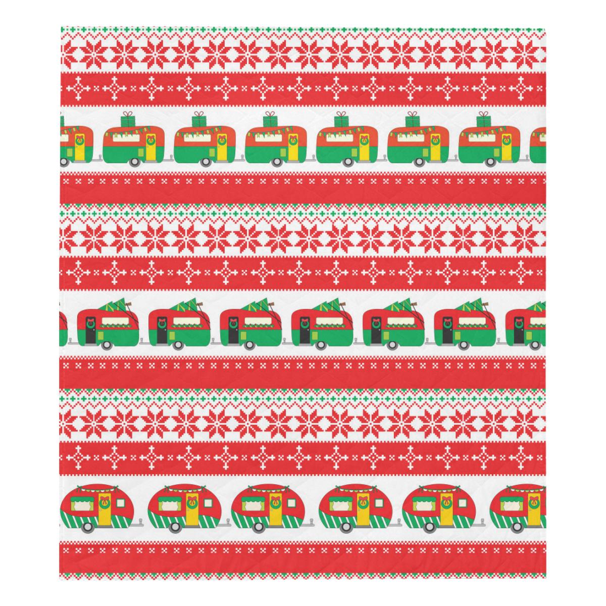 Camper Camping Ugly Christmas Design Print Premium Quilt