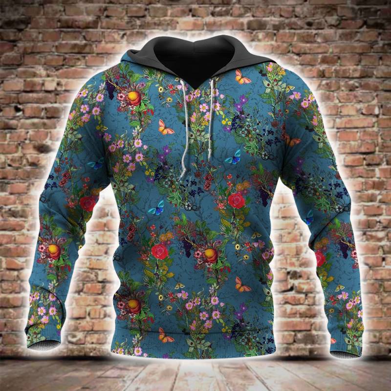 Animal And Flower All Over Printed Hoodie V130227