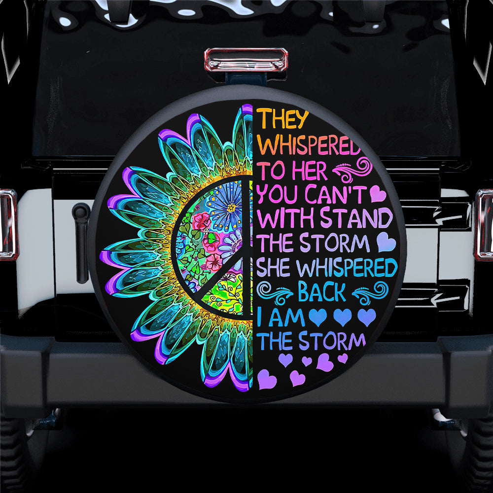 Hippie Flower They Whisper To Her Jeep Car Spare Tire Cover Gift For Campers