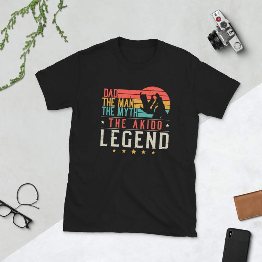 Dad The Man The Myth The Aikido Legend T-Shirt for Men Vintage Japanese Martial Arts Graphic Shirt Father’s Day Gift S-3XL Unisex Tee