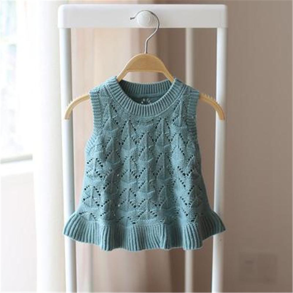 2021 Children’s Clothing Girls Woolen Knitted Vest Waistcoat for Baby Kids Solid Color Sweater Tops AA5445 alx