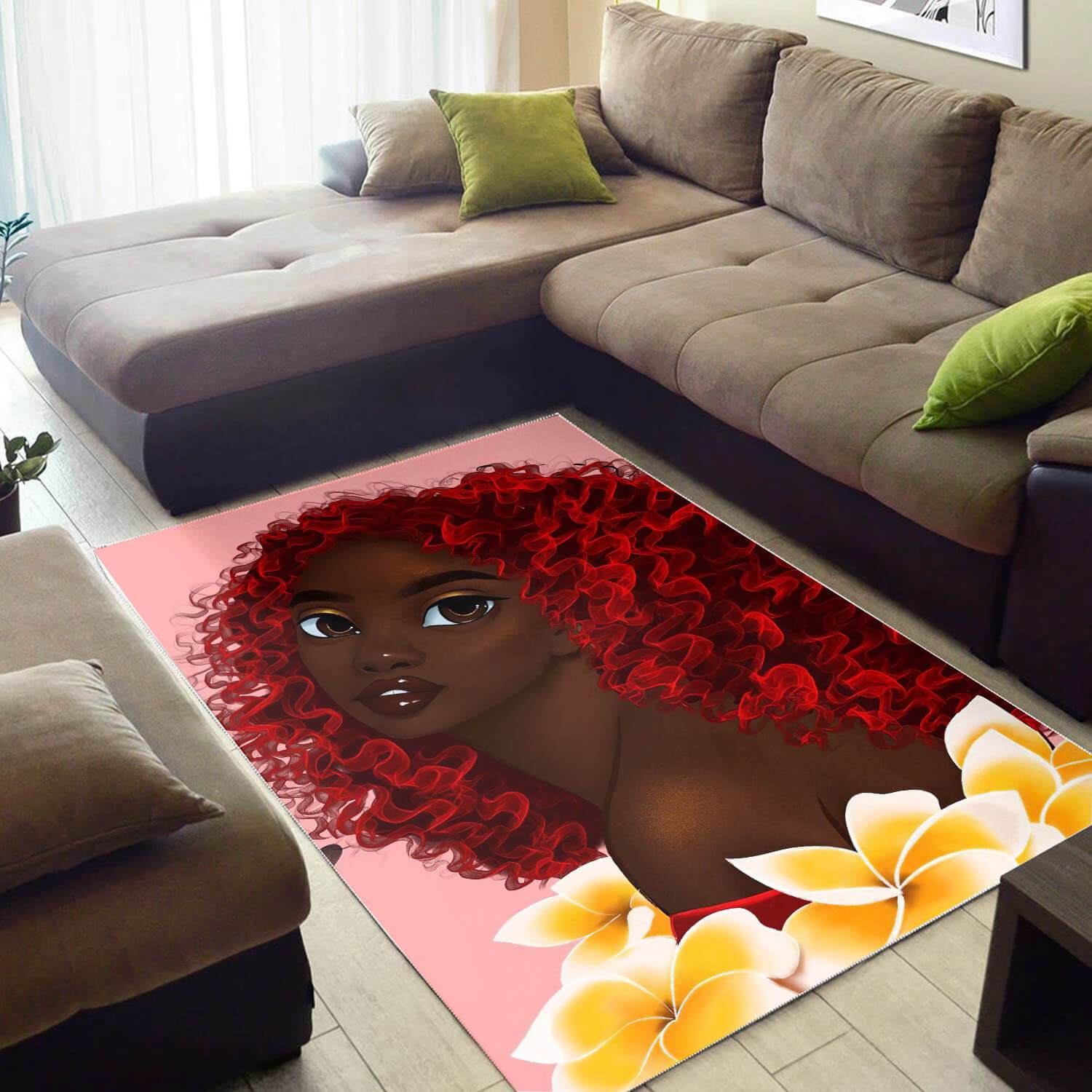 African Area Rug Pretty Melanin Girl African American Print Rug Afrocentric Decor Ideas WBG32633