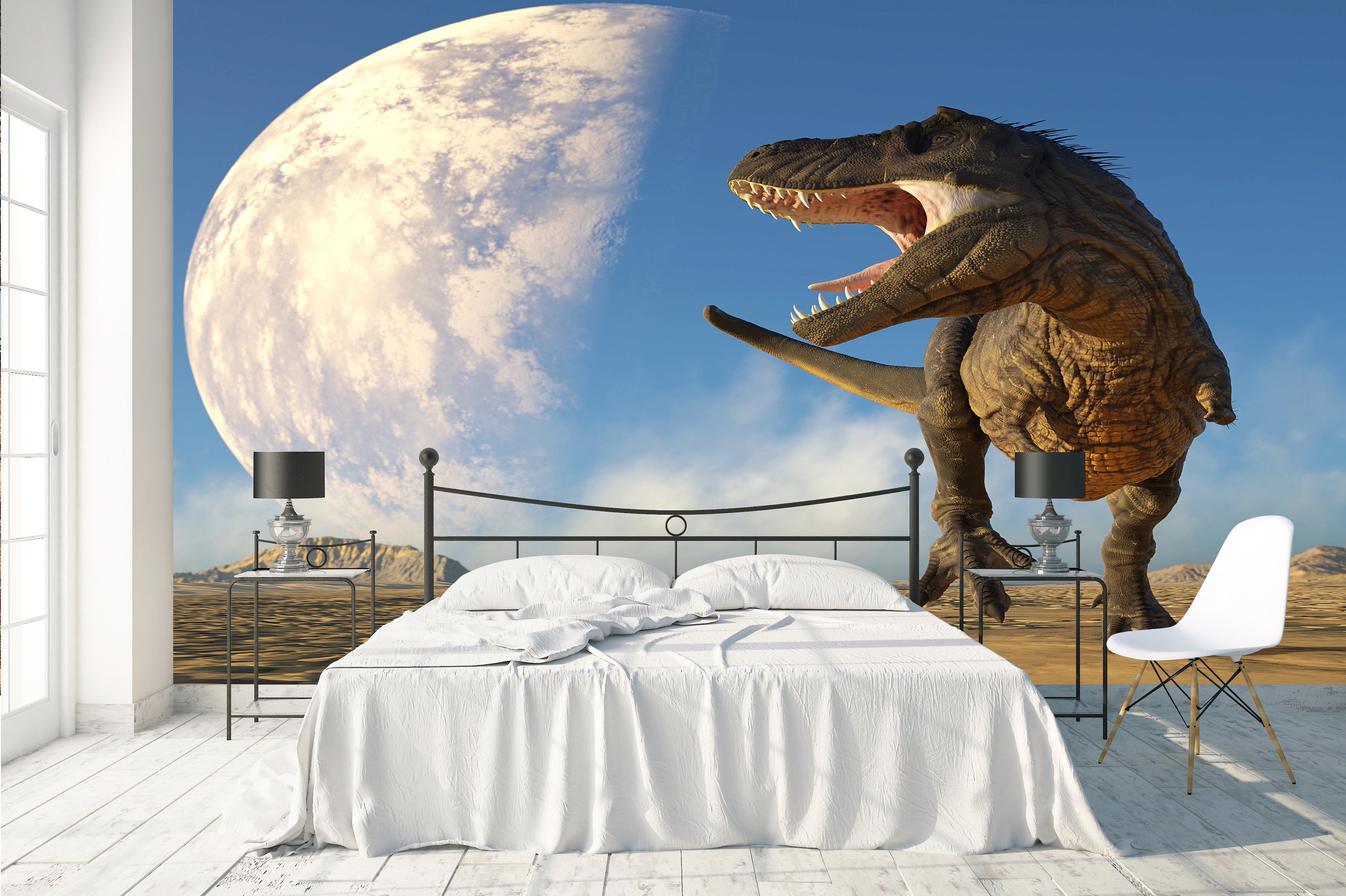 3D Dinosaur Sky Moon Wall Mural Wallpaper 63