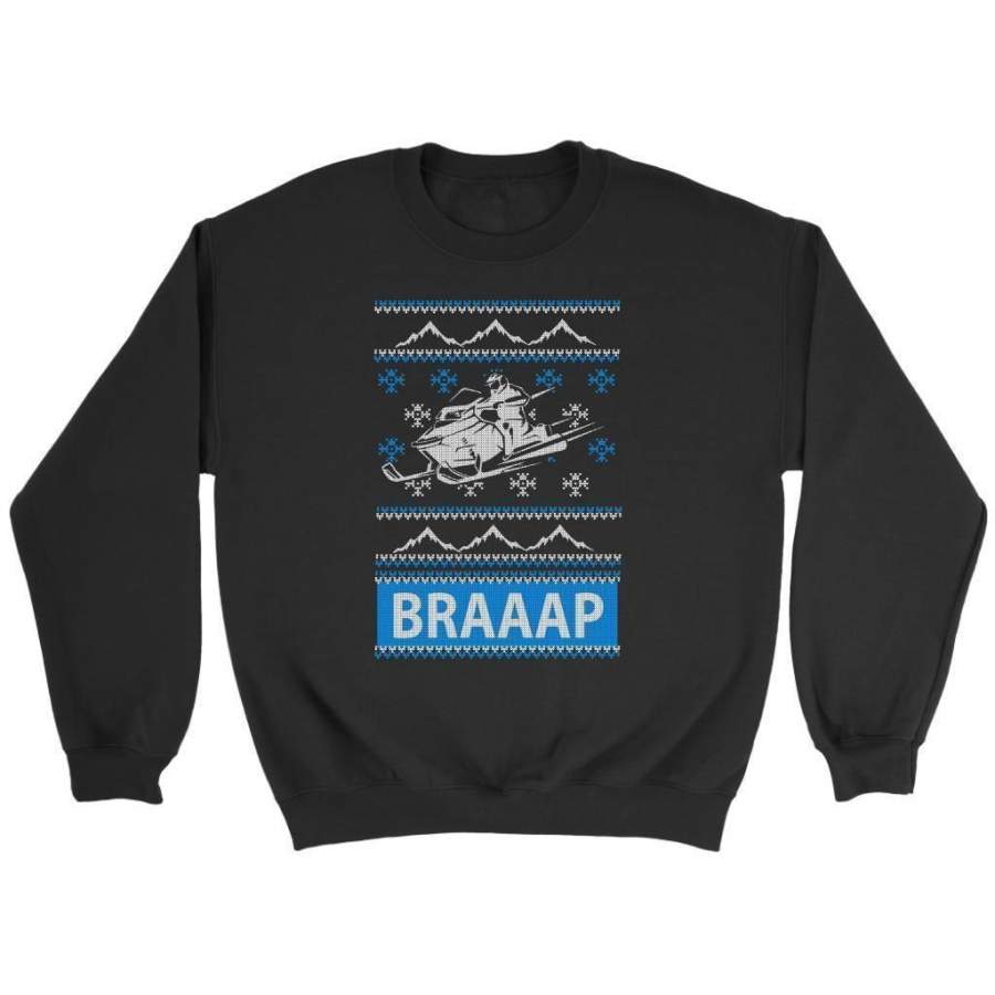 Snowmobile Braaap Outdoor Awesome Cool Funny Gift Ideas Ugly Christmas Sweater