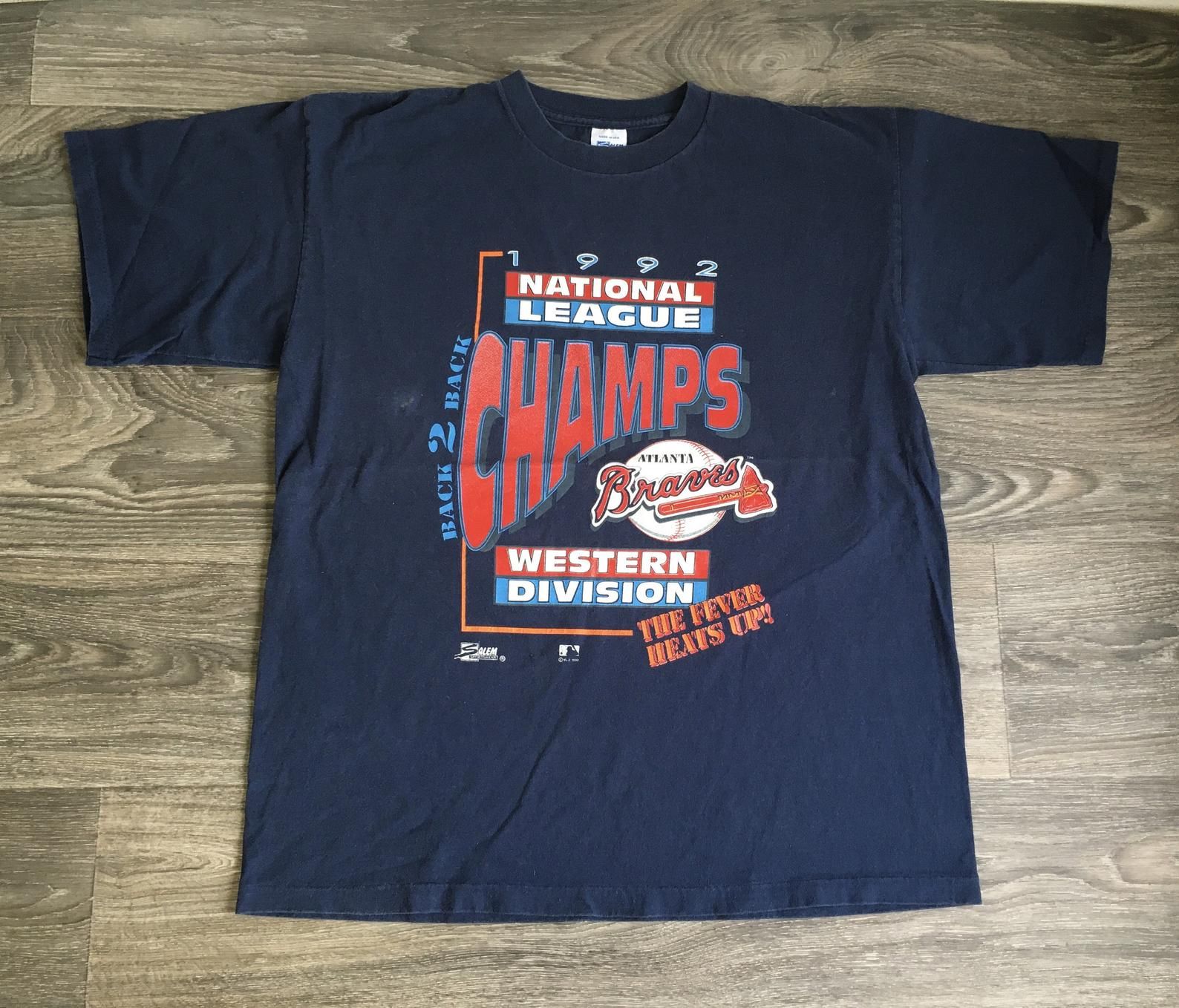 Vintage Atlanta Braves Shirt 90’S Back To Back Champs Western Division National League Baseball Tshirt Usa