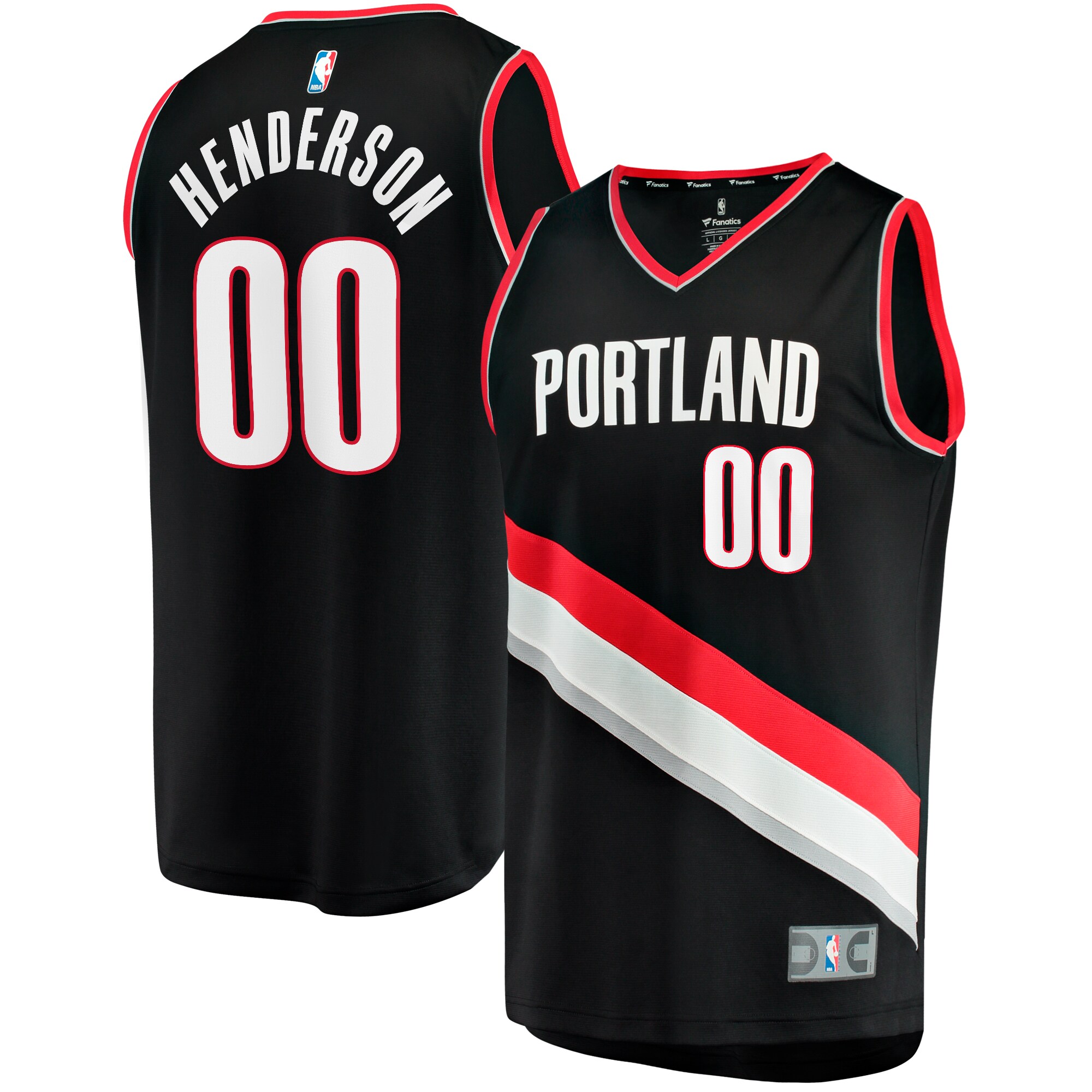 Scoot Henderson Portland Trail Blazers Branded Fast Break Replica Jersey – Icon Edition – Black