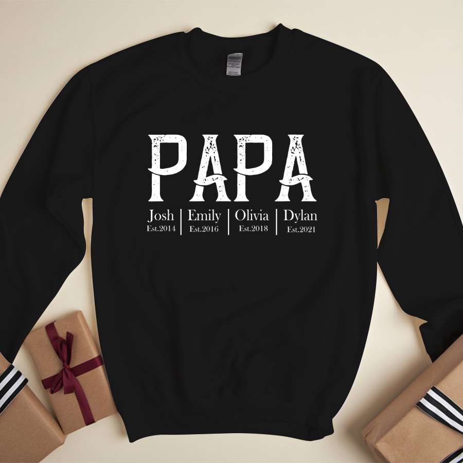 Personalized Papa Grandkids Est Sweatshirt