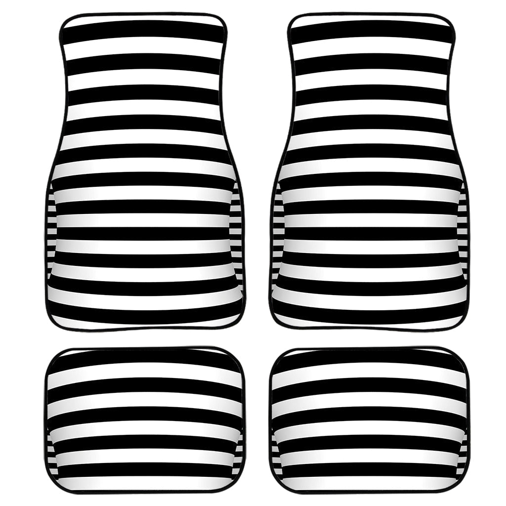 Black And White Torus Illusion Print Front And Back Car Floor Mats, Front Car Mat