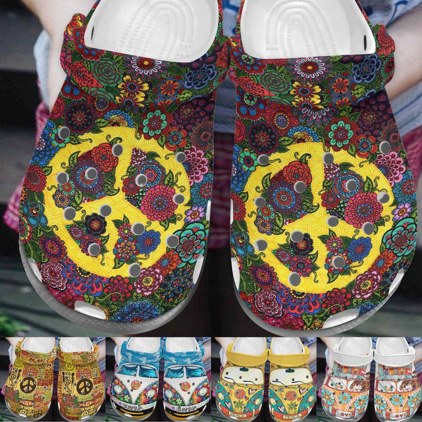 The Peace Sign Shoes Crocss – Funny Bus Camping Baseball Shoes Crocbland Clog For Daughter Son