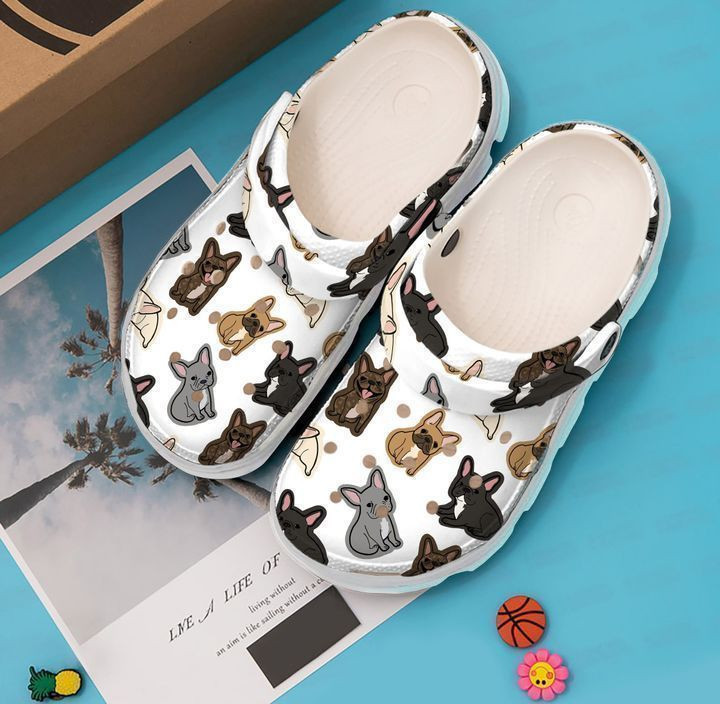 French Bulldog Crocband Pattern clog Shoes