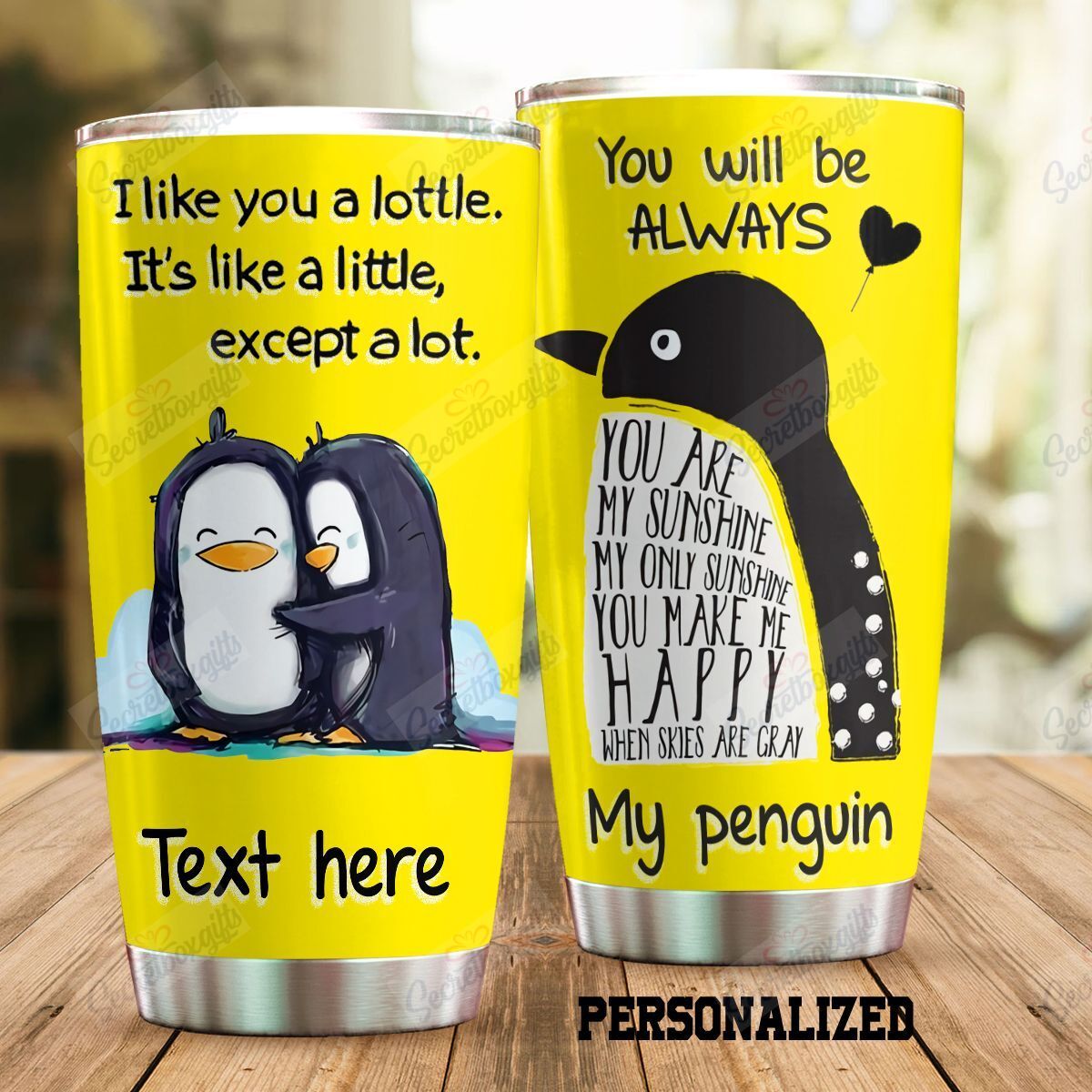 Personalized Penguin I Like You A Lottle Nc0710290Cl Stainless Steel Tumbler Customize Name, Text, Number