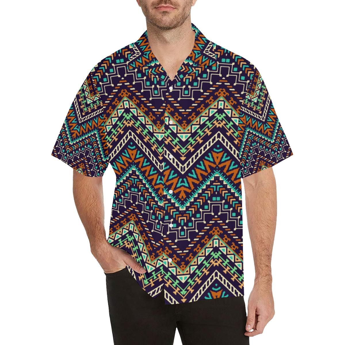 Zigzag African Afro Dashiki Adinkra Kente Men’S All Over Print Hawaiian Aloha Shirts Aloha Shirts