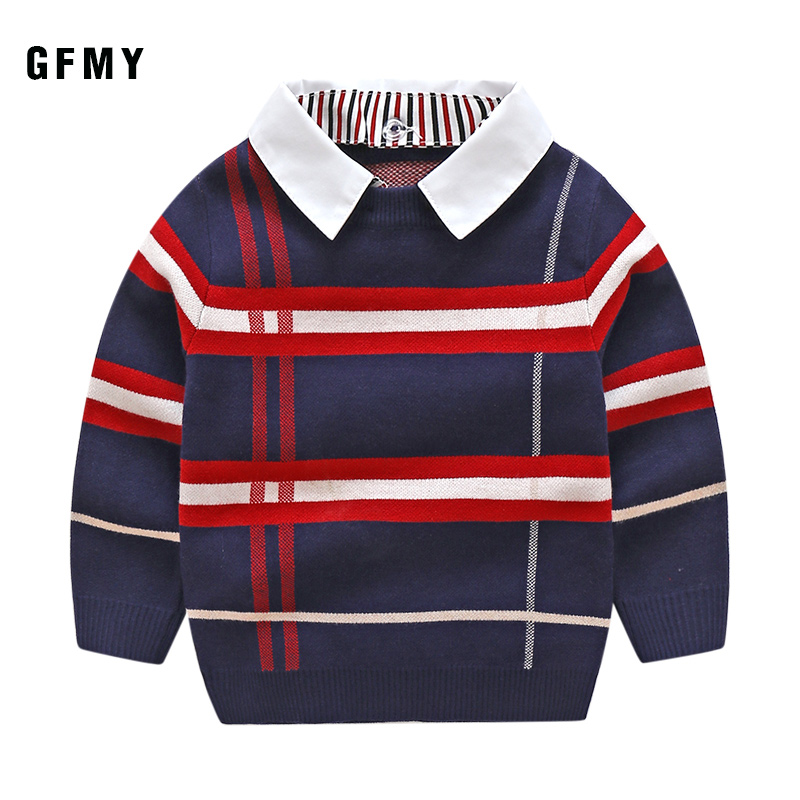 2020 GFMY New Spring Stripes Elastic Cuffs Boys Sweater Children Knitwear Pullover Sweater 2-10year Kids Fashion Outerwear alx