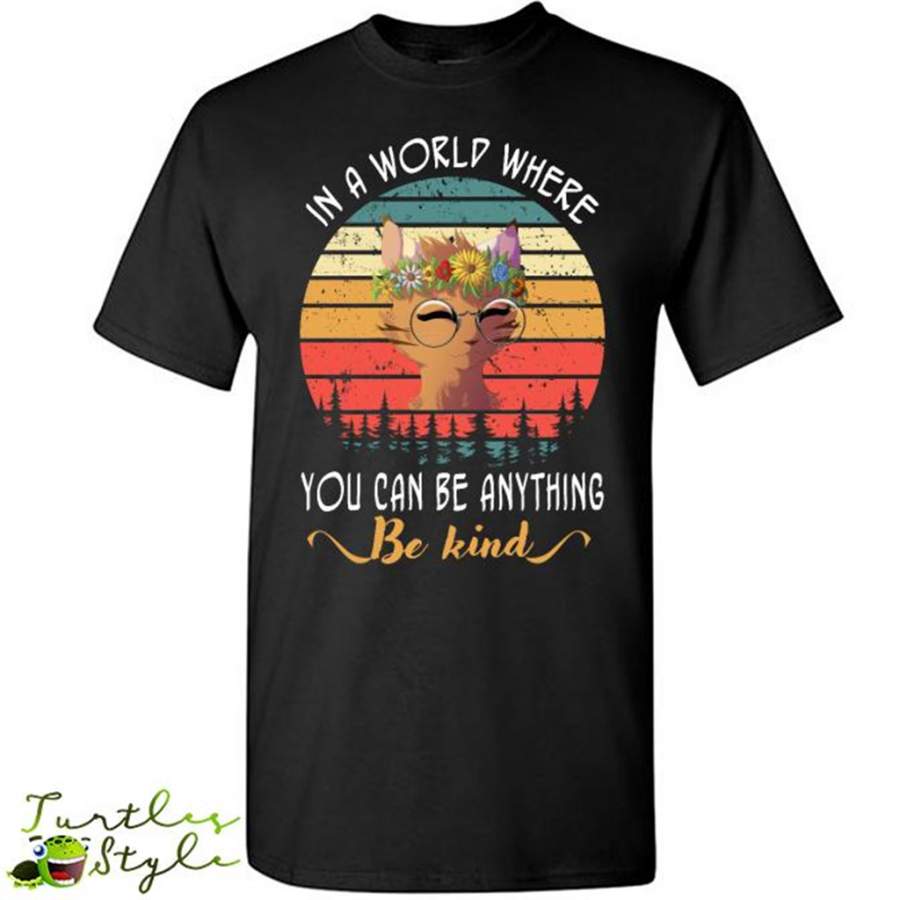 Cat Kitten, In A World Where you Can Be Anything Be Kind, Sunflower – Gildan Short Sleeve Shirt