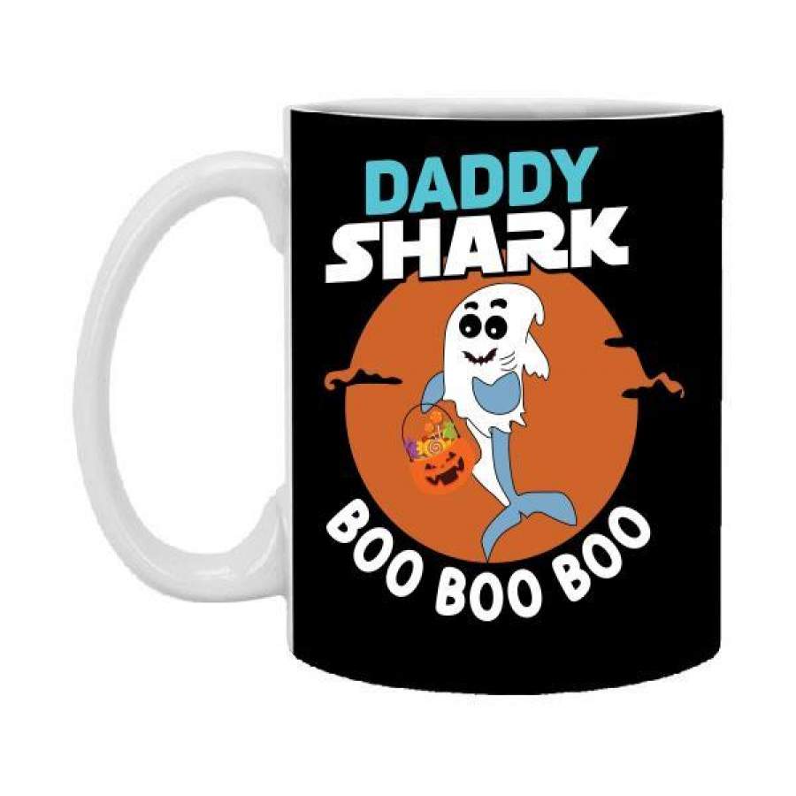 Daddy Shark Boo Boo Boo Shark Ghost Halloween 11 oz Mug