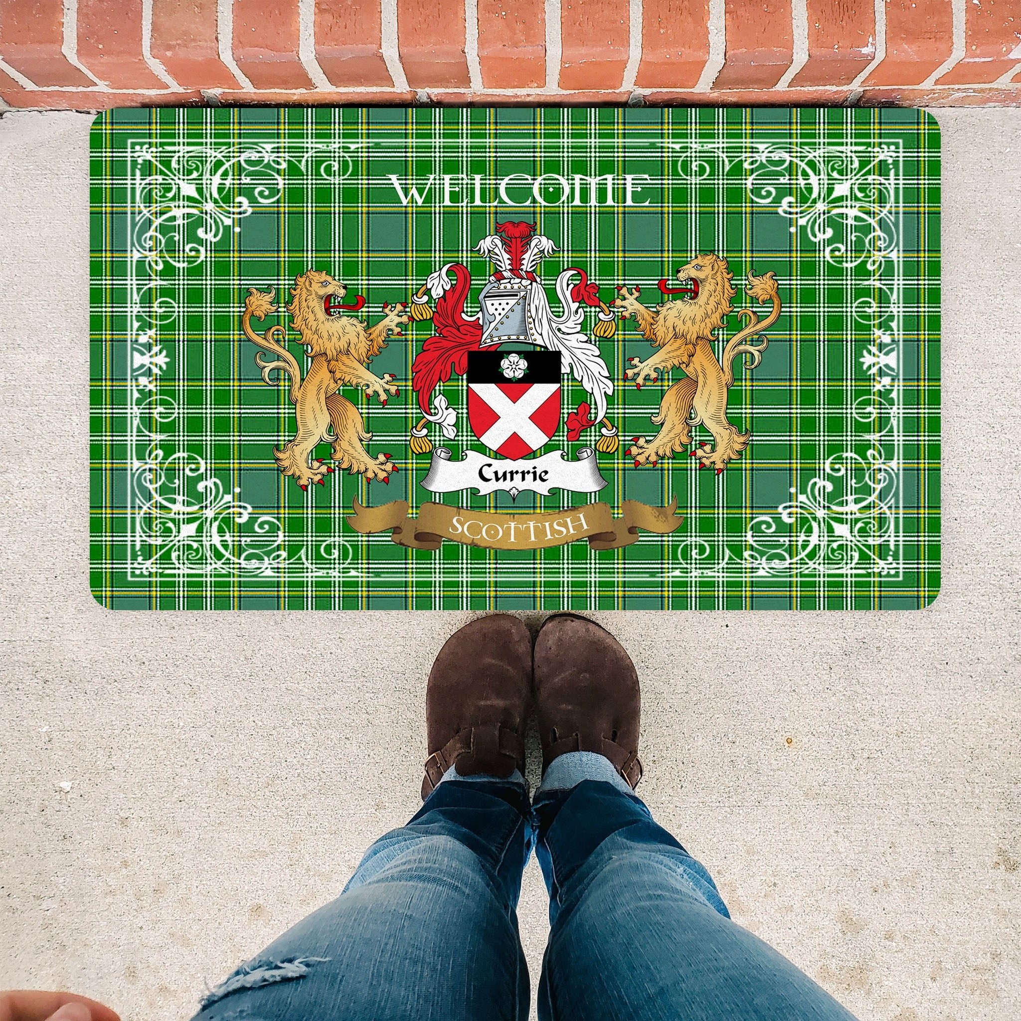 Scotstee Shop Tartan Door Mat The Family Currie Scottish Plaid Doormat, Welcome Mat, Christmas Door Mat