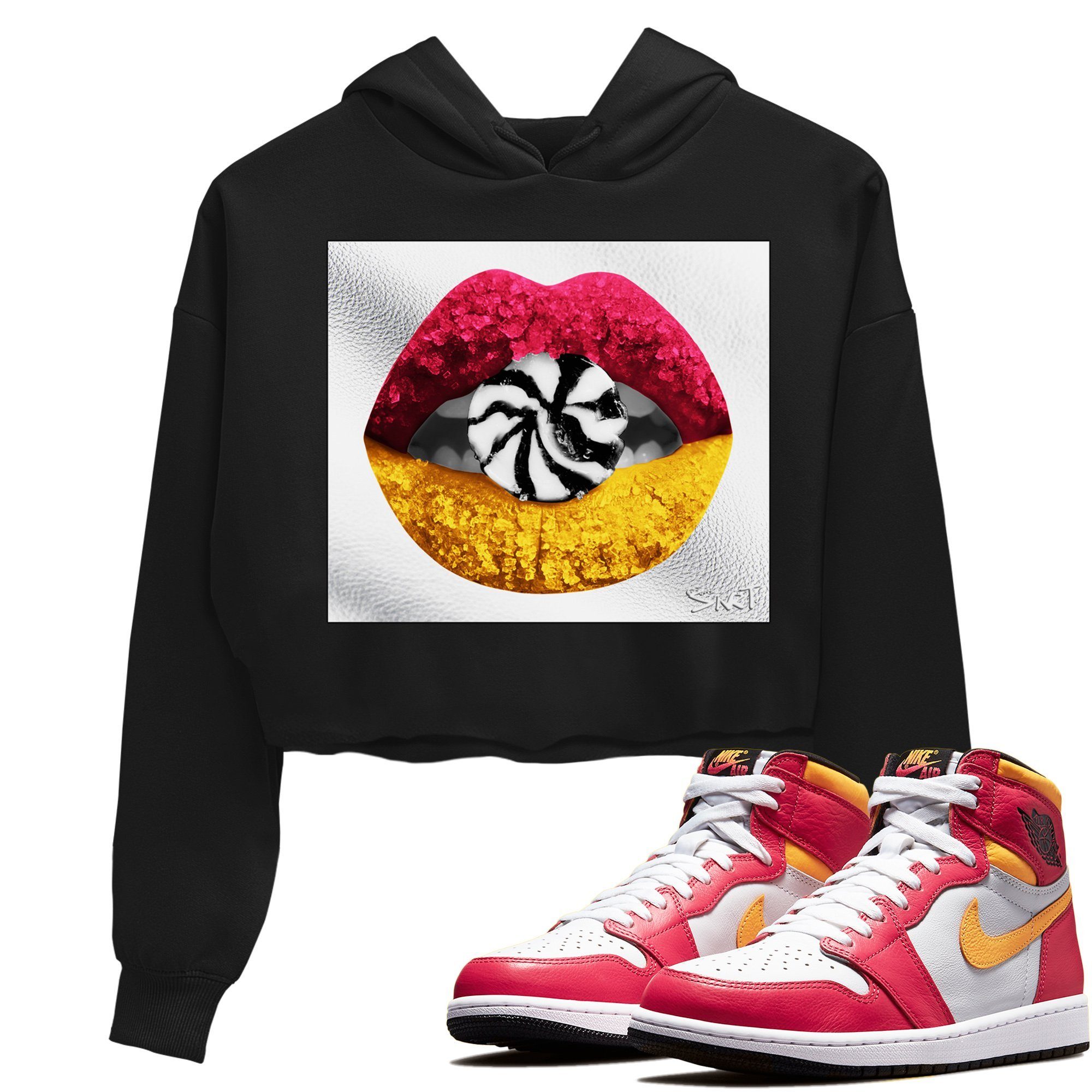 Lips Candy Crop Hoodie – Air Jordan 1 Light Fusion Red