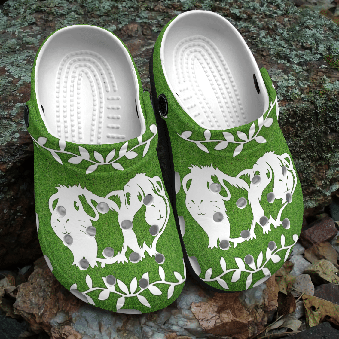 Guinea Pig Personalized Clog, Custom Name, Text, Color, Number Fashion Style For Women, Men, Kid, Print 3D Green