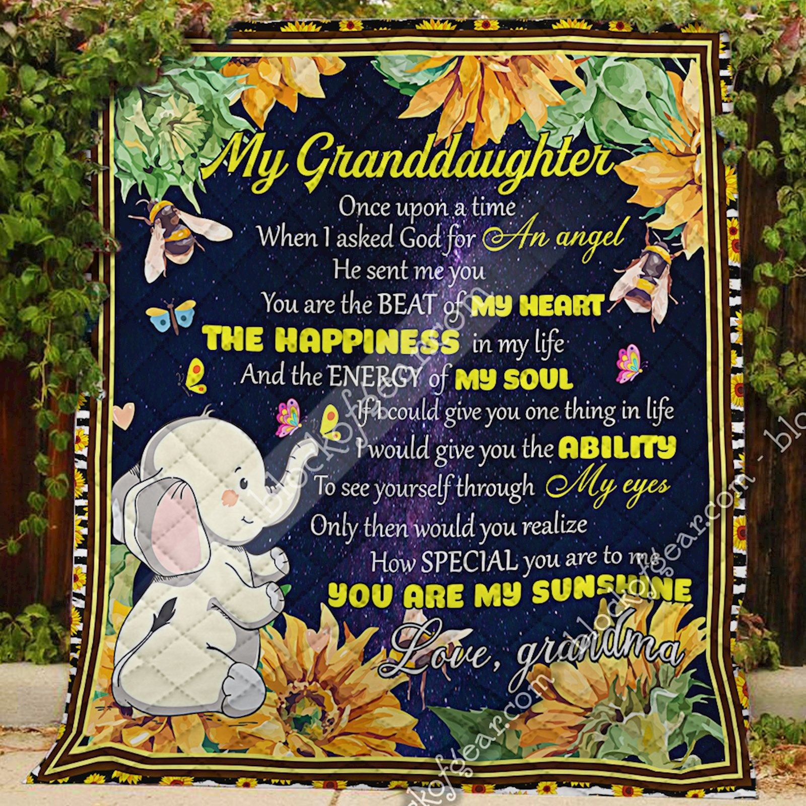 To My Granddaughter, Elephant Quilt Np376