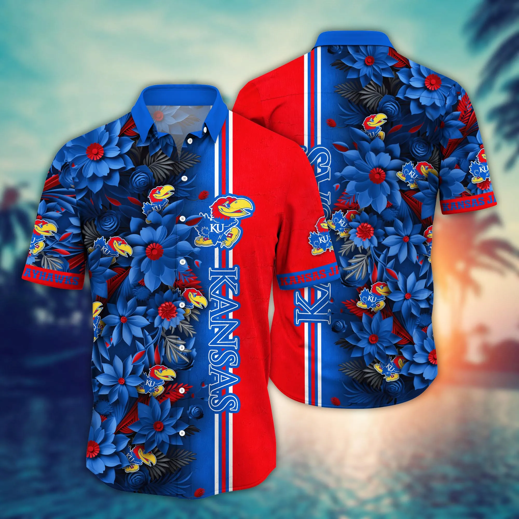 Kansas Jayhawks NCCA Hawaiian Shirt Custom Hiking Aloha Shirt