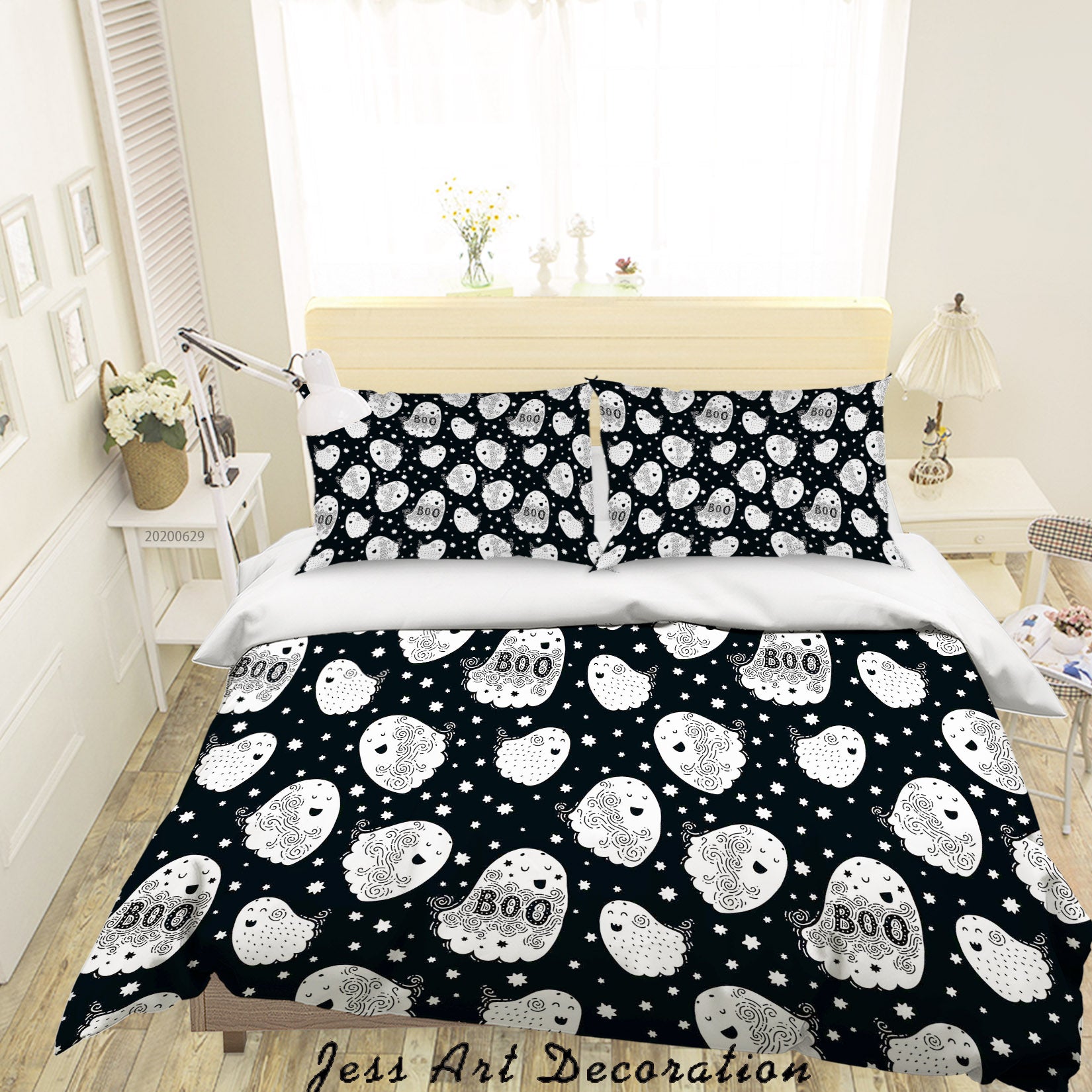 3D Black White Cartoon Halloween Quilt Cover Set Bedding Set Duvet Cover Pillowcases Sf41