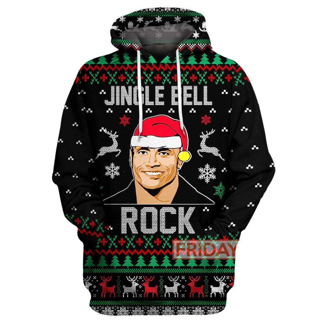 Dwayne Johnson Hoodie Jingle Bell Rock Ugly Christmas Pattern T-Shirt Dwayne Johnson Shirt Sweatshirt