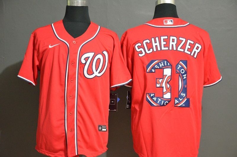 Washington Nationals Max Scherzer 31 2020 MLB Orange Jersey