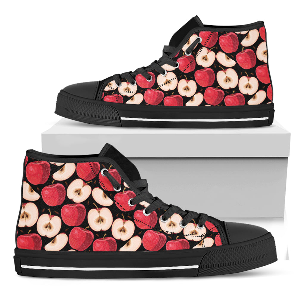 Apple Pattern Print Black High Top Shoes