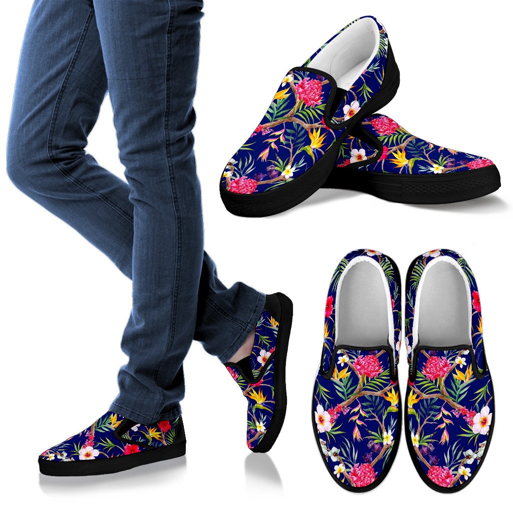 Watercolor Tropical Flower Pattern Print Women’S Slip On Shoes