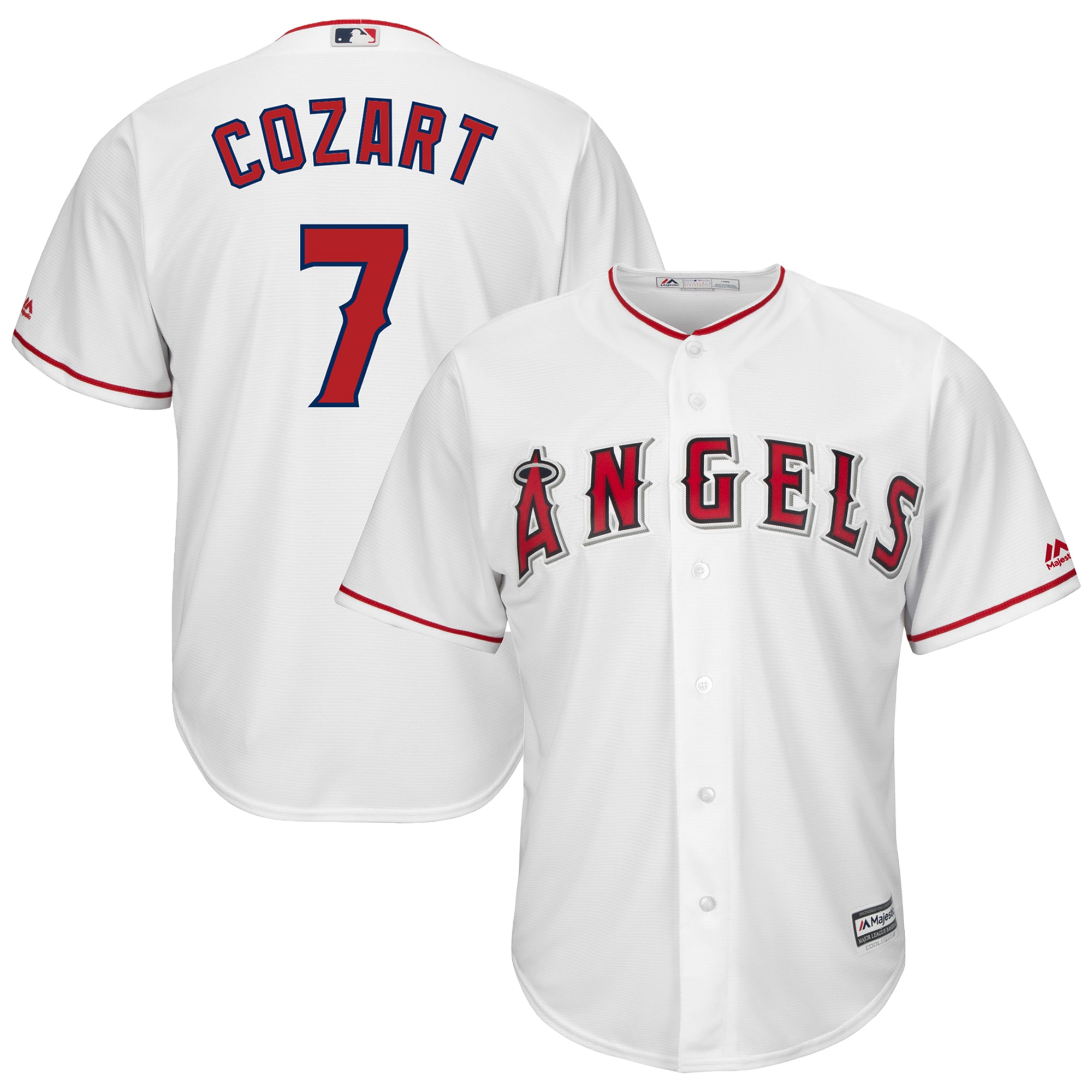 Men’s Los Angeles Angels Zack Cozart Majestic White Home Cool Base Player Jersey