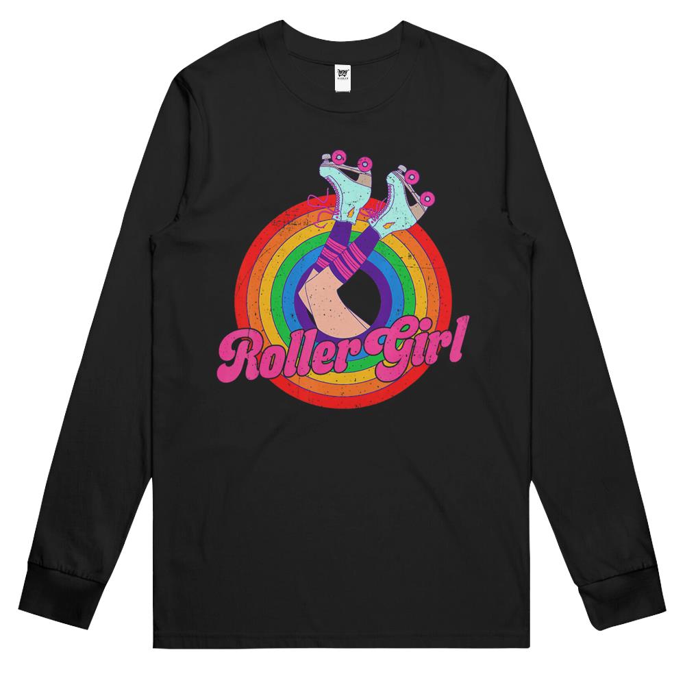 Roller Girl Skater Skating Retro Vintage 70S 80S Skates Long Sleeve T Shirts