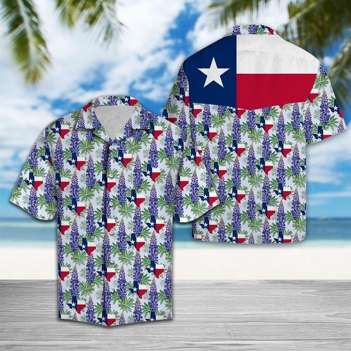 Texas Bluebonnet Flag Hawaii Shirt Ha50440