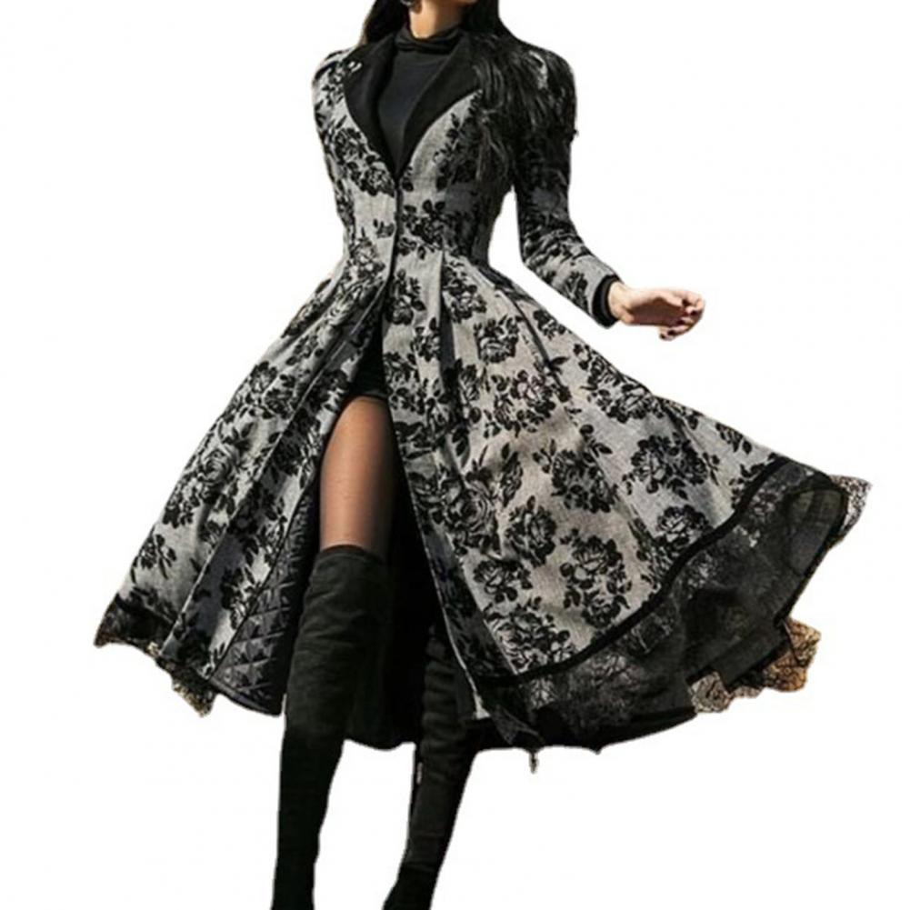 Unique Cosplay Dress Long Sleeve Gothic Lace Stitching Hem Cardigan Dress Party Dress Cardigan Dress alx