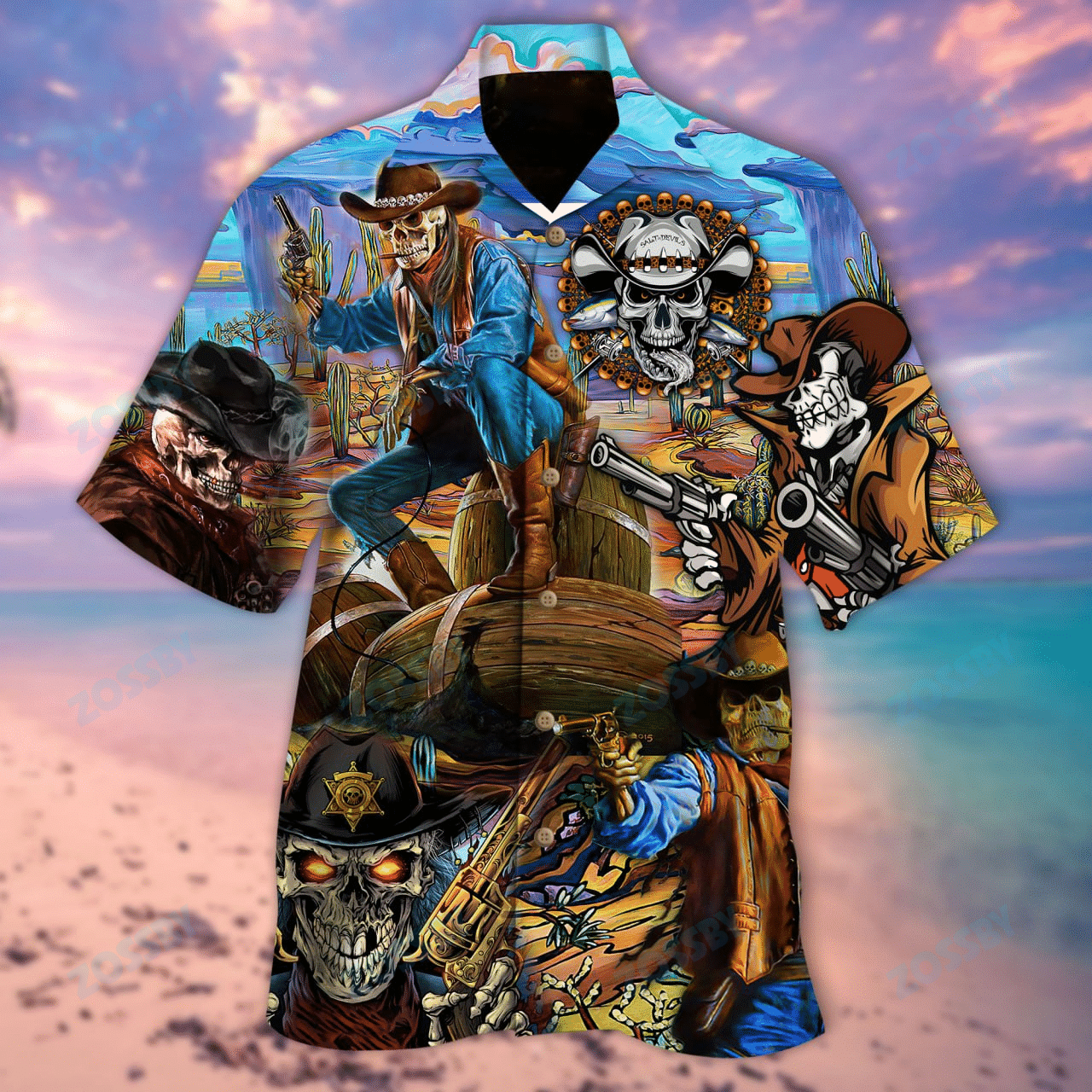 Skull Hawaii Shirt When Life Gets Cowboy Up Re Ha97607