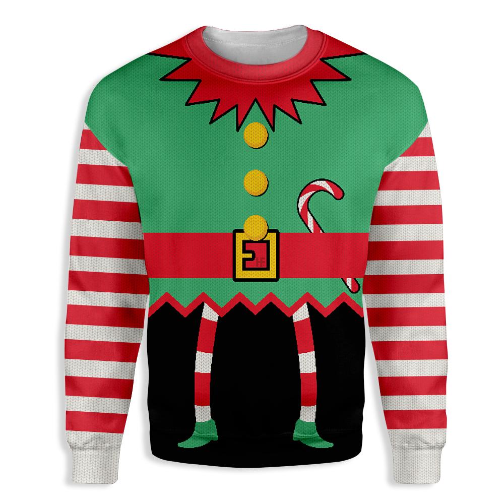 Unifinz Elf Ugly Christmas Sweater Elf With Candy Sweater 2022