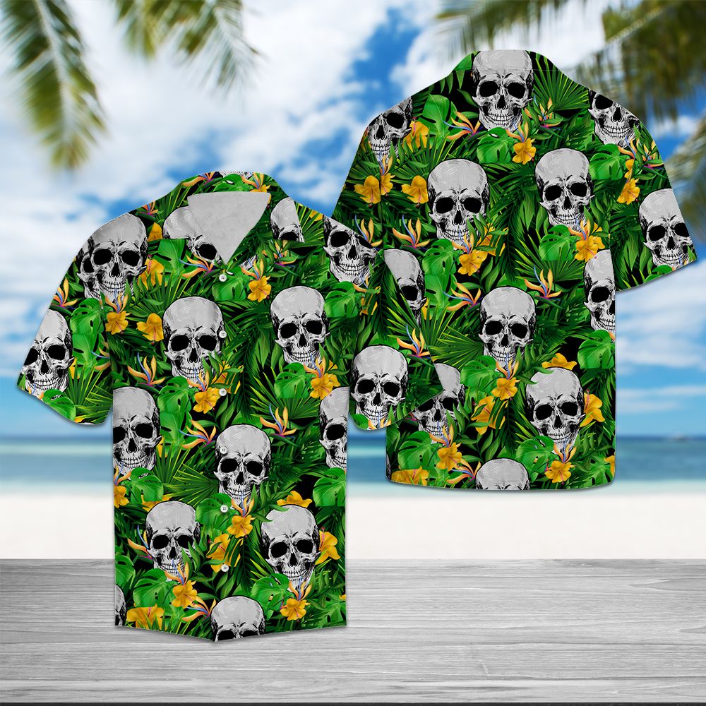 Skull Tropical Wild Flower Hawaii Shirt For Men Women Ha17322