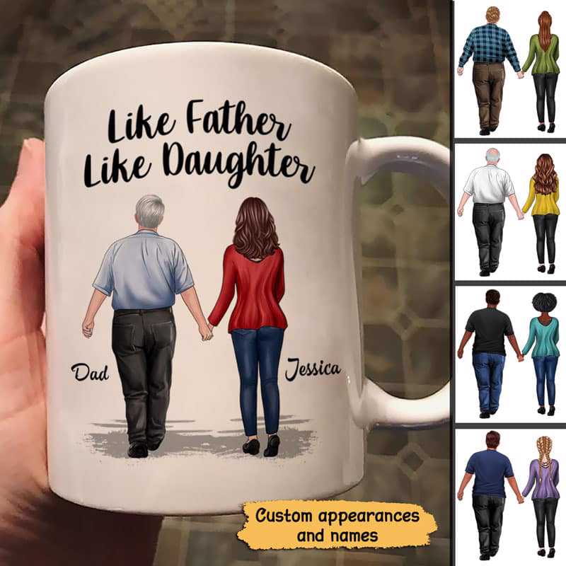 Walking Like Father Like Daughter Father‘S Day Gift Personalized Mug