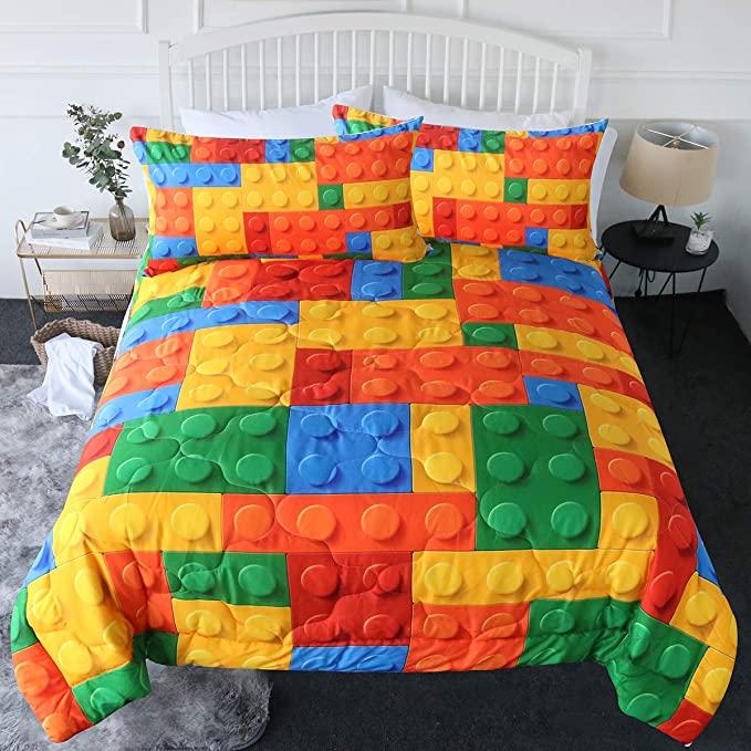 4 Pieces 3D Wet Lego Blocks Bbssmb11001C Comforter Set