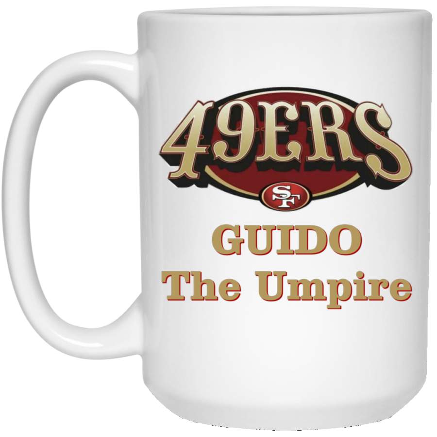 Custom Personalized San Francisco 49ers Logo Old Style Text GUIDO The Umpire 21504 15 oz. White Mug