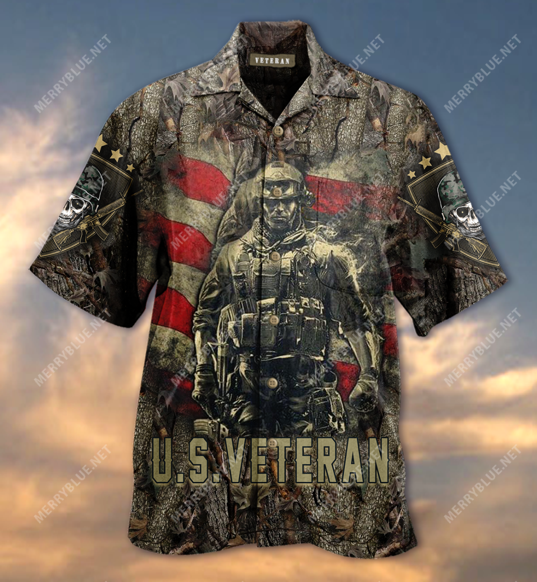 U.S Veterans Forest Camouflage Hawaiian Shirt