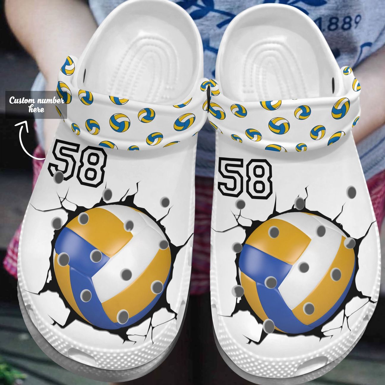 Volleyball Personalized Personalize Clog, Custom Name, Text, Fashion Style For Women, Men, Kid, Print 3D Whitesole Volleyball Lover