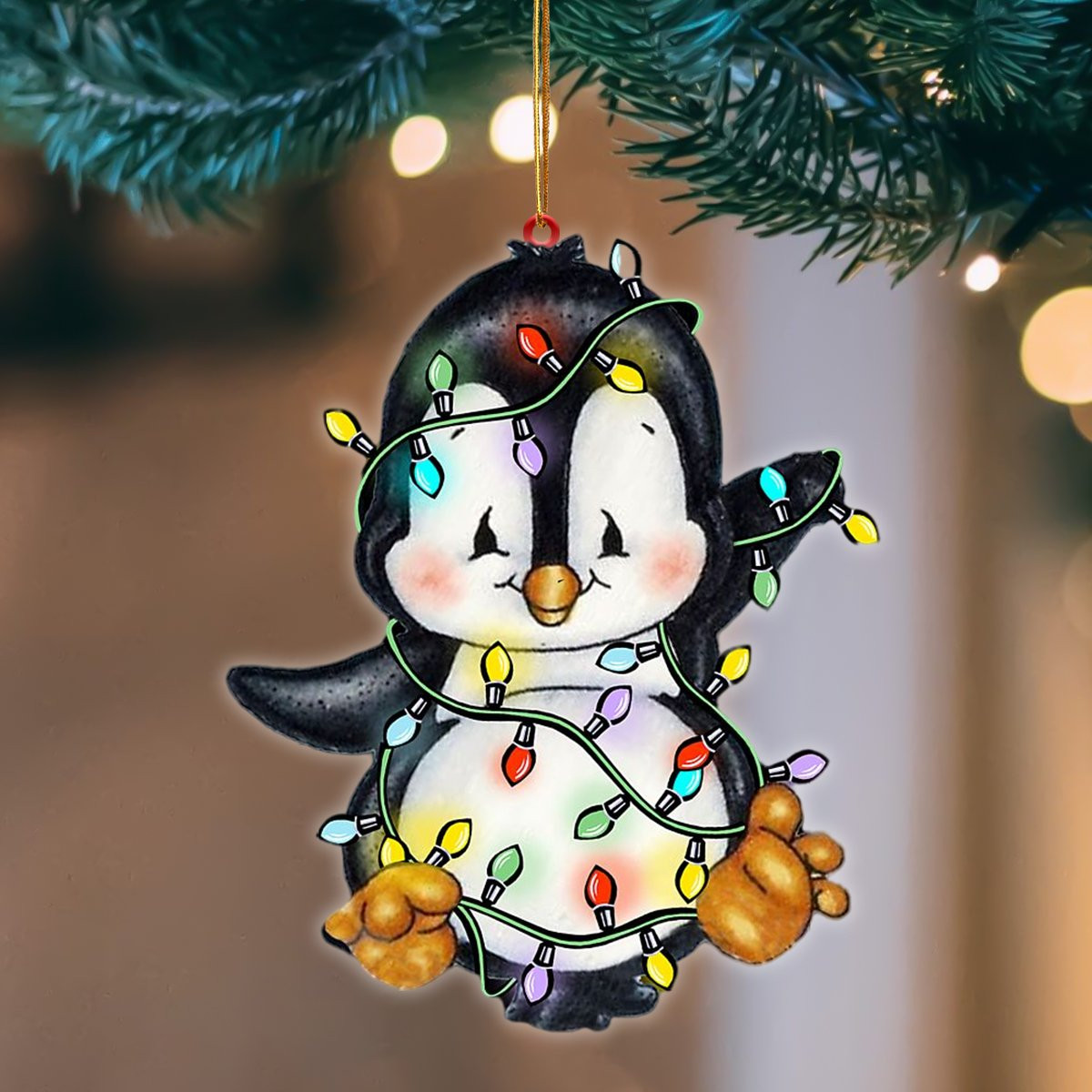 Shopeeyou – Ornament- Penguin Christmas Light Hanging Ornament Dog Ornament, Car Ornament, Christmas Ornament Two Sided Ornament, Shaped Ornament