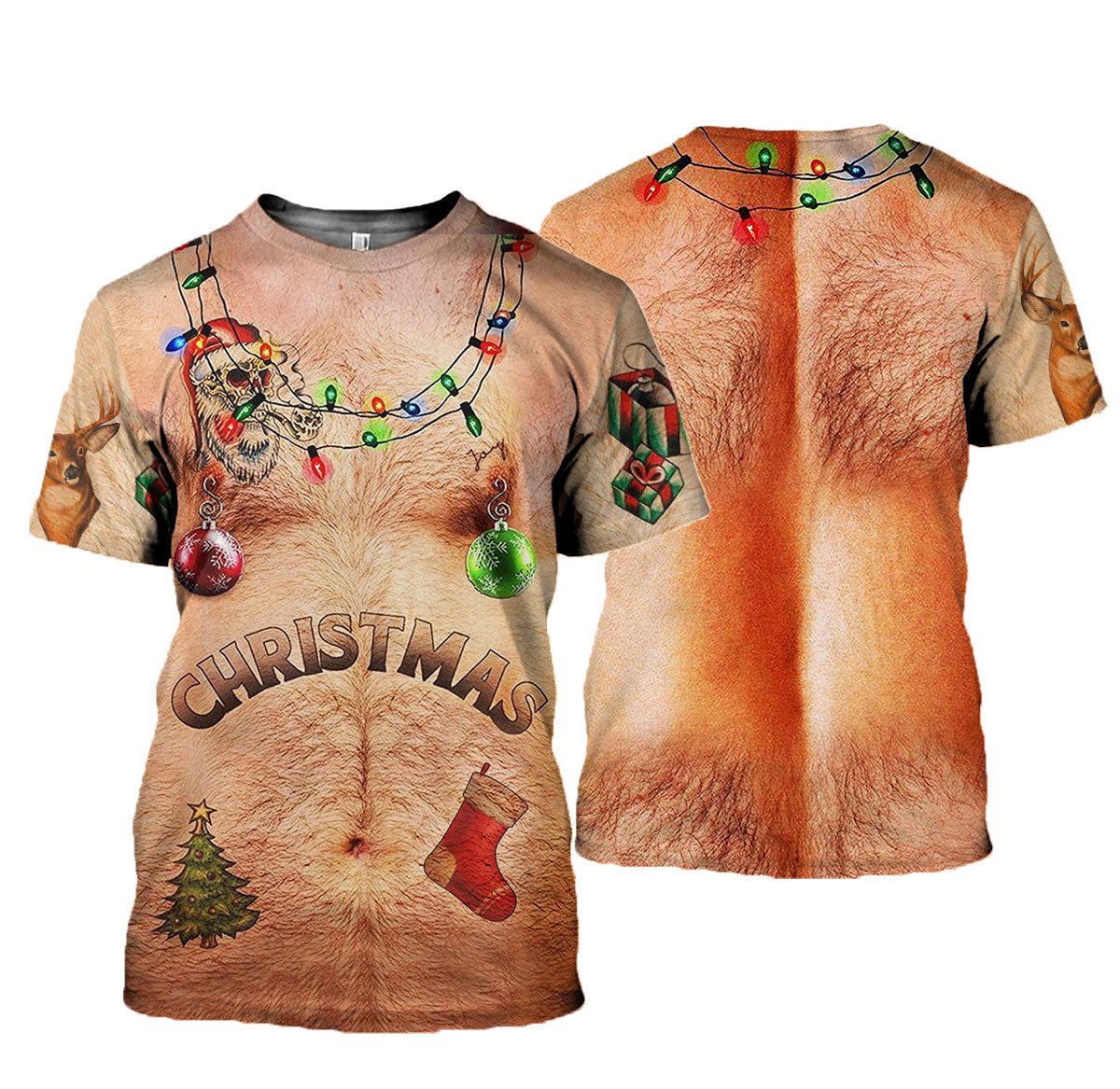 3D Printed Hairy Chest Ugly Christmas Sweater Clothes DT021001