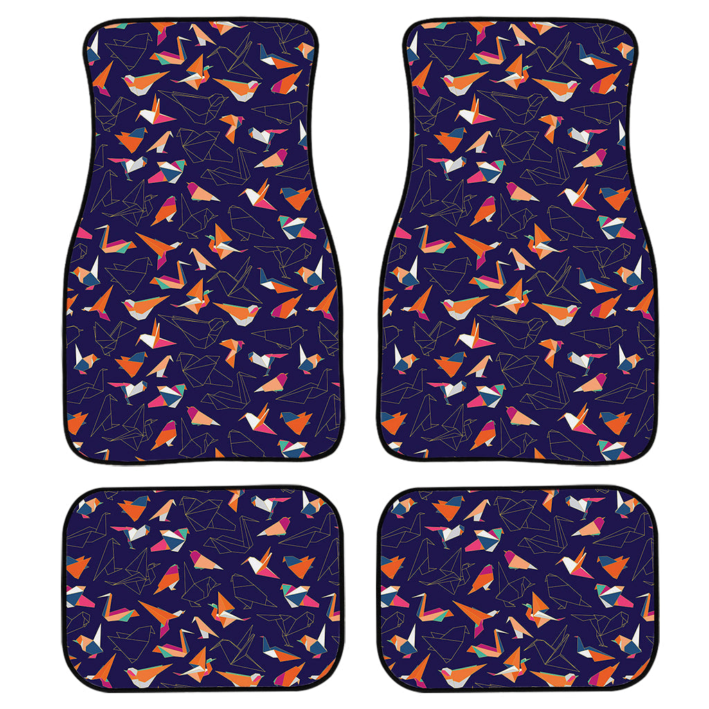 Colorful Origami Bird Pattern Print Front And Back Car Floor Mats, Front Car Mat