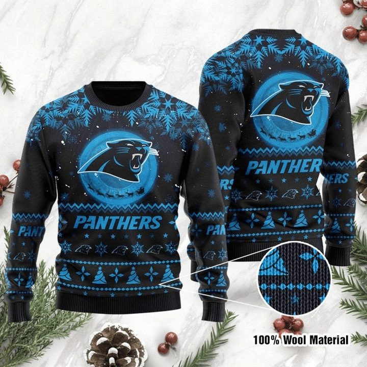 Carolina Panthers Blue Black Gift For Fan Ugly Wool Sweater Christmas