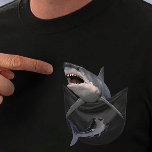 Shark In The Pocket, Protect Animals T Shirt Hoodie Sweater  Size S-5Xl