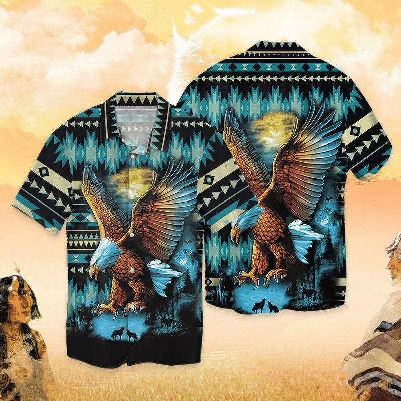 Eagle Native Viking For Men And Women Graphic Print Short Sleeve Hawaii Casual Shirt Ha101271